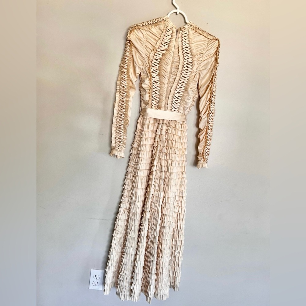 NWOT Zimmermann Espionage Tiered Belted Lace Up Stretch Silk Midi Dress Sz 0/XS - Picture 4 of 8